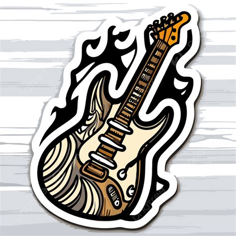 Una Pegatina De Guitarra Eléctrica Hecha Con Un Dibujo Clipart Vector