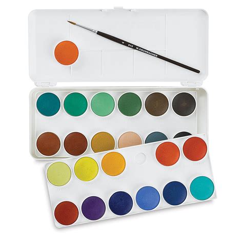 Grumbacher Watercolor Pans Transparent Pan Set Of 24 Colors BLICK