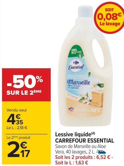 Promo Carrefour Essential Lessive Liquide Chez Carrefour