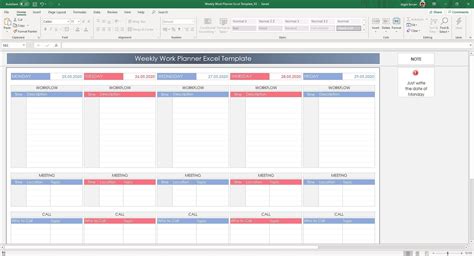 Weekly Work Planner Excel Template Weekly Work Tracker Excel Planner ...