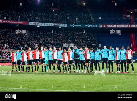 Rotterdam Players Of Feyenoord Celebrate Victory Over Shakhtar