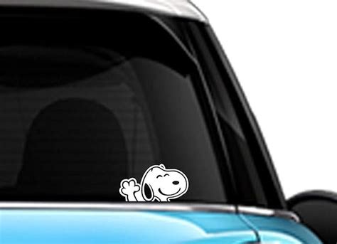 Snoopy Waving Hi Car Decal Bumper Sticker Etsy