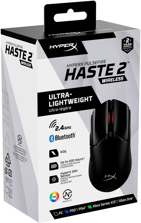 Hyperx Pulsefire Haste 2 Lightweight Wireless Optical Gaming Mouse With Rgb Lighting Black