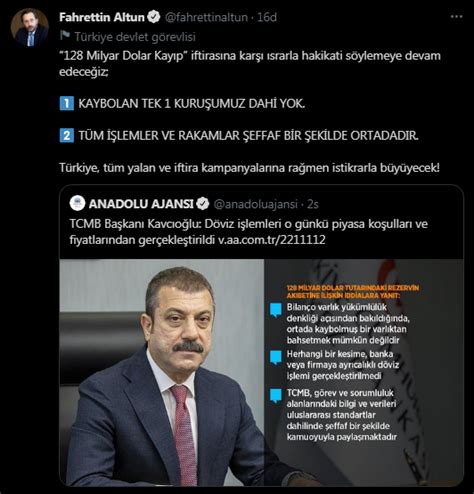 Fahrettin Altun dan 128 milyar dolar paylaşımı Kaybolan tek 1