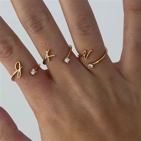 Initial Letter Rings Bridesmaids Gifts Couple Rings Letter Rings En