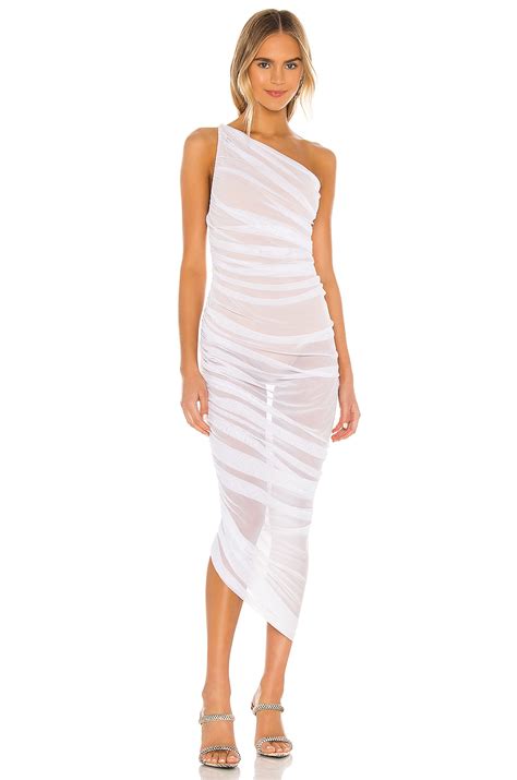 Norma Kamali Diana Gown In White Nude Mesh Revolve