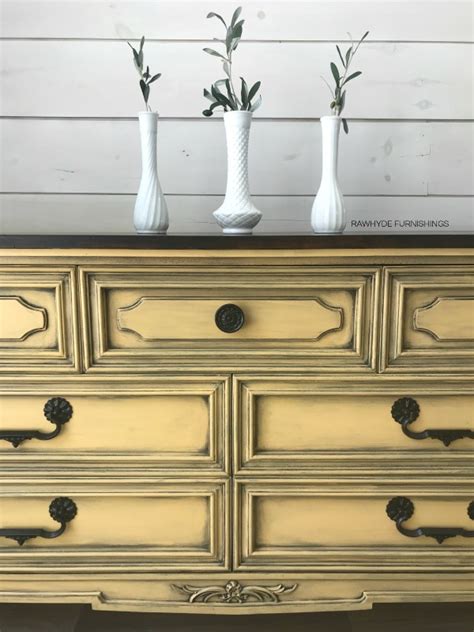 Yellow Drexel Dresser Makeover RAWHyde Furnishings