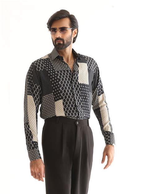 Black Print Shirt Ismail Farid Pakistan