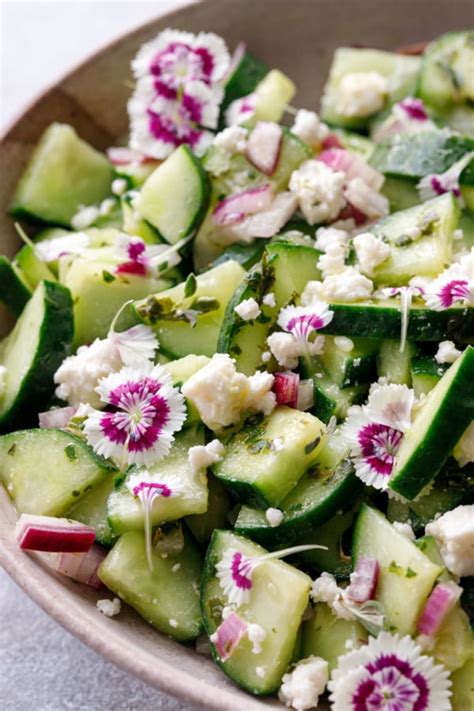 Cucumber Feta Salad With Herb Vinaigrette Love And Olive Oil