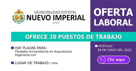 CONVOCATORIA MUNICIPALIDAD NUEVO IMPERIAL CAS 20 Plazas