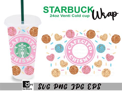 Cafecito Y Chisme Starbucks Wrap Svg Conchas Svg Conchas Etsy