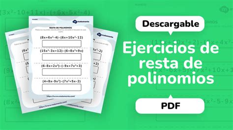 40 Ejercicios De Resta De Polinomios Para Imprimir En Pdf Porn Sex