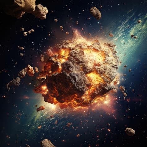 Premium Photo | Image of an asteroid explosion in space