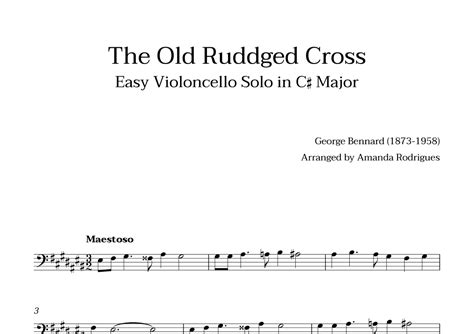 The Old Rugged Croos In C Major Easy Violoncello Solo Arr Amanda