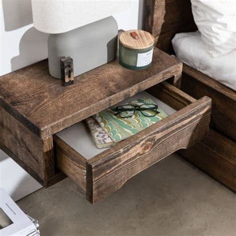 Rustic Farmhouse Floating Bedside Table Solid Wood Bedside Etsy