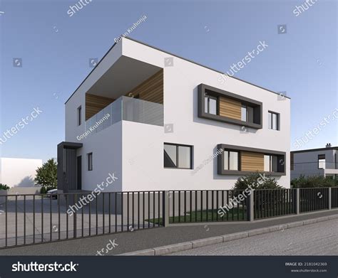 3d Modern House Exterior 3d Illustration Stock Illustration 2181042369 ...