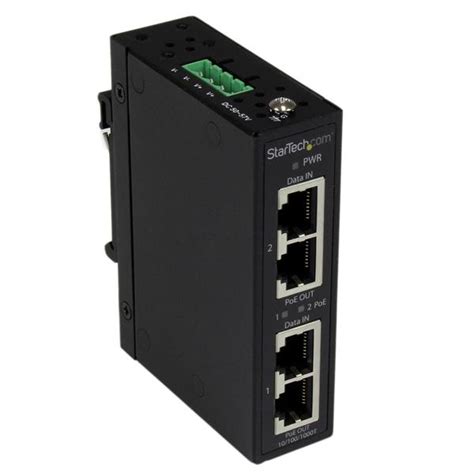 Industrial 2 Port Gigabit PoE Power Over Ethernet Injector 48V 30W