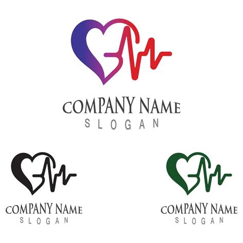 Cardiography Heart Beat With Love Logo Design Inspiration Template