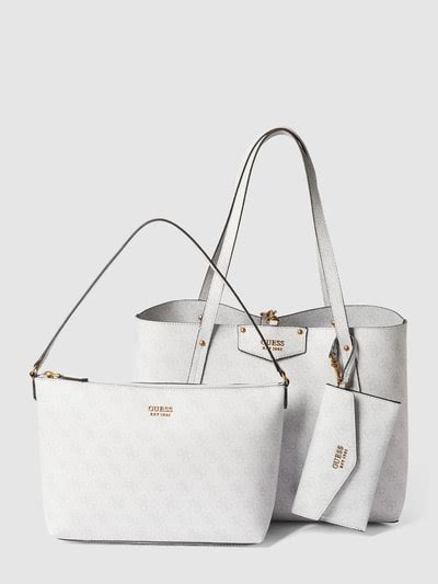 Guess Tote Bag Mit Allover Muster Modell BRENTON Graphit Online Kaufen