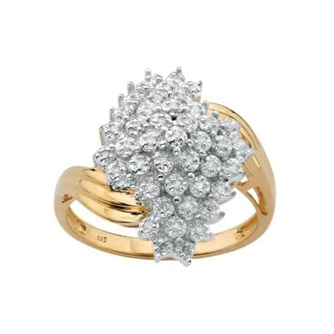 Ssjewel Ct Round Cut Diamond Cluster Two Tone Engagement Rings For