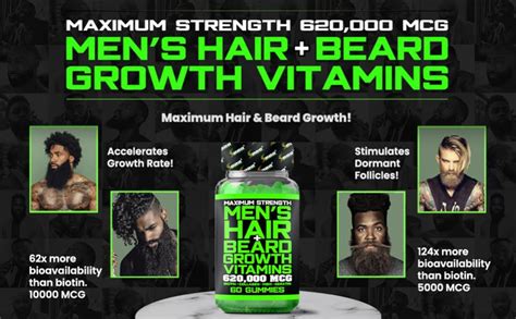 Bbs Beard Growth And Hair Growth Vitamins For Men Maximum Strength 620000mcg Biotin