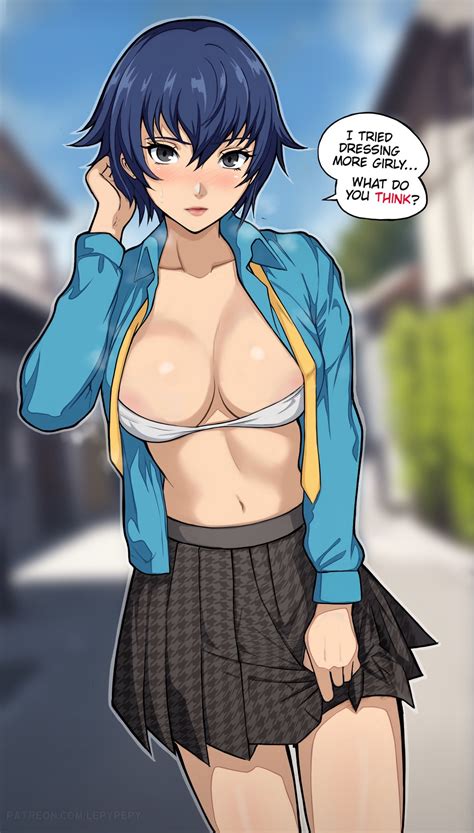 Rule 34 1girls Atlus Blue Eyes Blue Hair Breasts Cleavage Dialogue