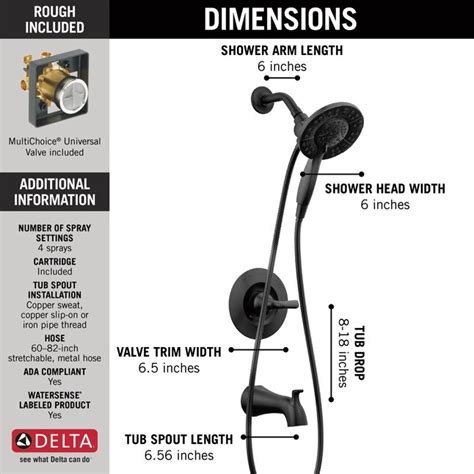 Delta Arvo Matte Black 1 Handle Multi Function Round Bathtub And Shower Faucet Valve Included In