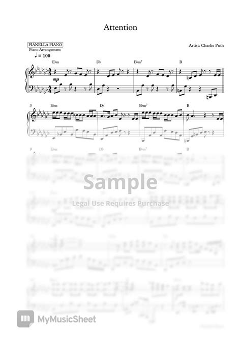 Charlie Puth Attention Piano Sheet Sheets By Pianella Piano