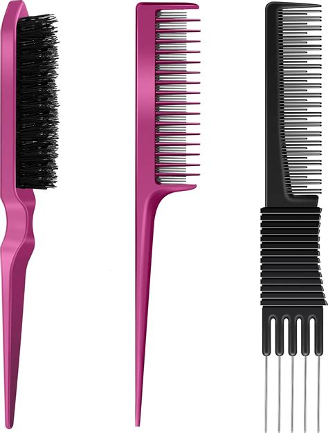 Amazon 3 Pieces Pick Teasing Combs Hair Brush Set Includes Black