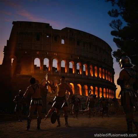 Roman Gladiators In Ancient Colosseum Stable Diffusion Online