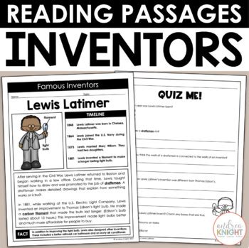 Famous Inventors And Inventions Reading Passages And Comprehension