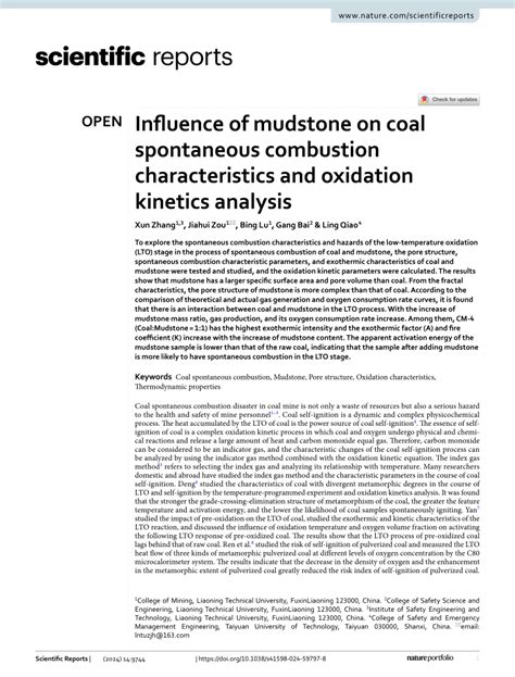 Pdf Influence Of Mudstone On Coal Spontaneous Combustion