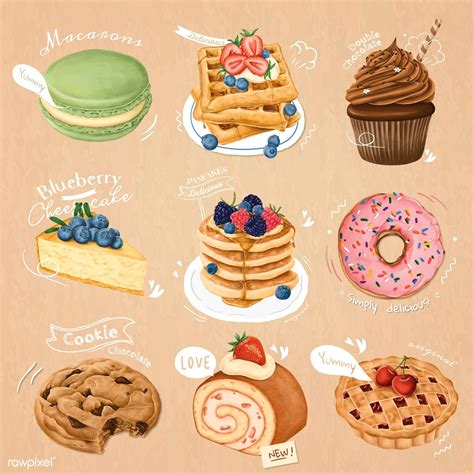 Hand Drawn Dessert Collection Vector Free Image By Rawpixel