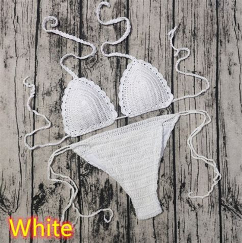 2 Piece Set Crochet Swim Top Bottom Bikini Women Swimwear 100 Etsy