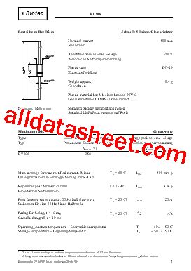 BY206 Datasheet PDF Diotec Semiconductor