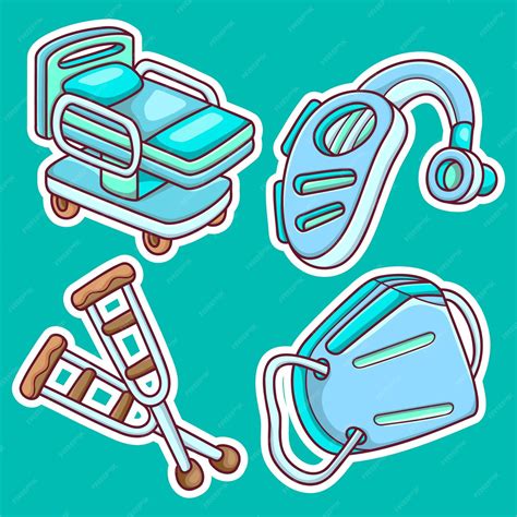 Иконки наклейки медицинского оборудования руки drawn раскраски вектор ...