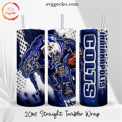 Indianapolis Colts Mascot D Puff Oz Straight Skinny Tumbler Wrap Png