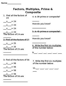 Factors Multiples Prime Composite By Marlee Taub Tpt