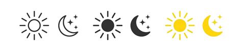 Moon icon. Sun symbol. Night, day signs. Light, dark symbols. Morning ...