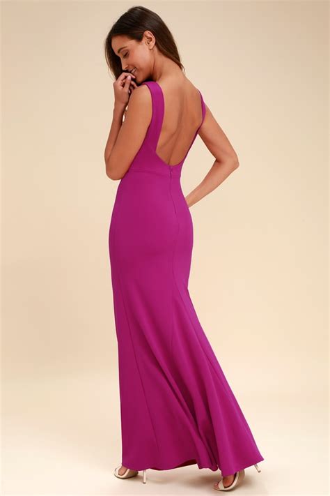 Chic Magenta Maxi Dress Backless Dress Mermaid Dress Lulus