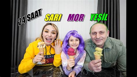 24 SAAT TEK RENK SARI MOR YEŞİL CHALLENGE YouTube