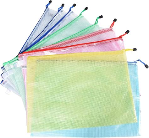 Saim A3 Plastic Wallets 12pcs Zip Lock Bags Mesh Document Wallet