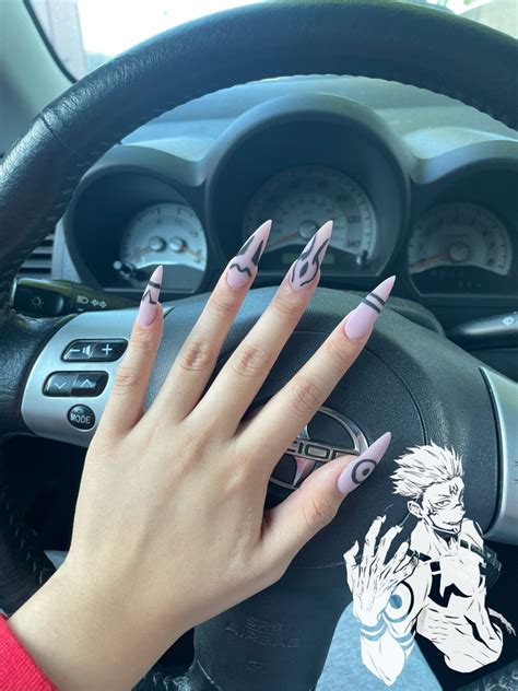 Sukuna Inspired Nails Jjk In 2021 Anime Nails Acrylic Nails Coffin