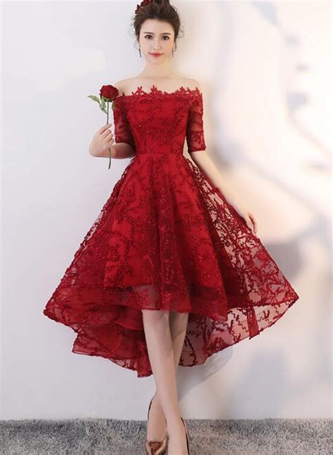 Cute Wine Red High Low Prom Dress Homecoming Dress High Low Party