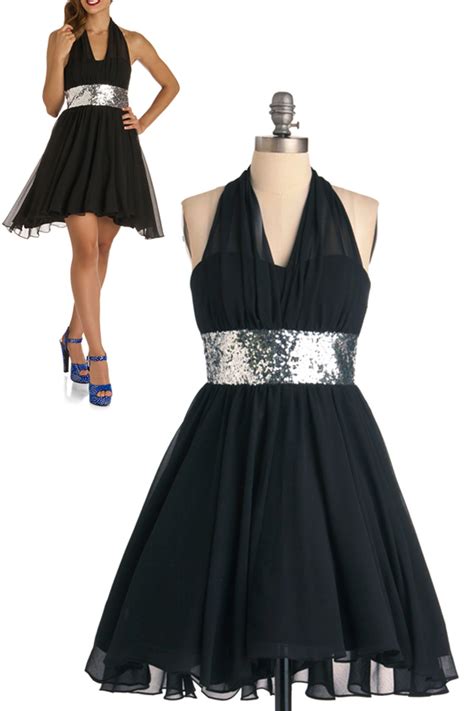 Black Chiffon Halter A Line Custom Cocktail Dresses With Sequins Belt Nm 0159