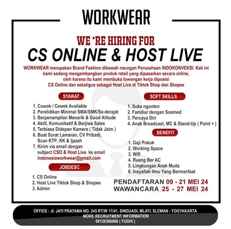 Lowongan Kerja CS Online Host Live Di Indokonveksi LokerJogja ID