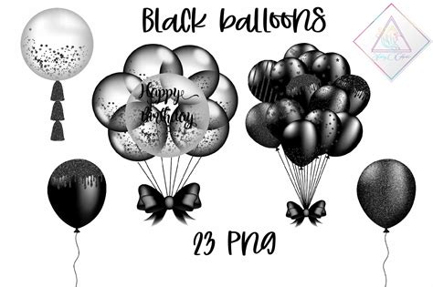 Black balloons balloon clipart baby shower party | Etsy