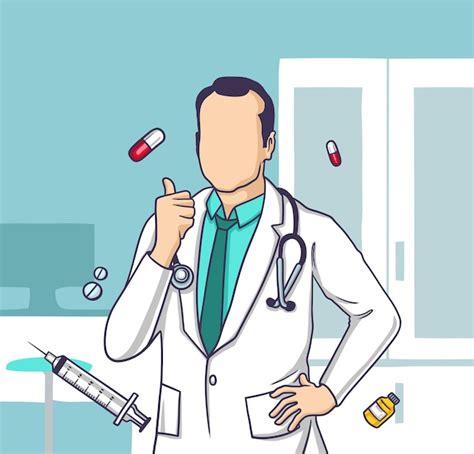 Premium Vector Male Doctor In The Office Vector Illustration