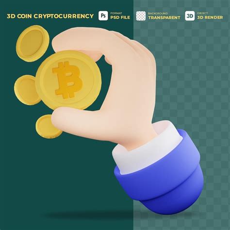 Monedas De Mano De Dibujos Animados Con Icono D Del Bitcoin Digital