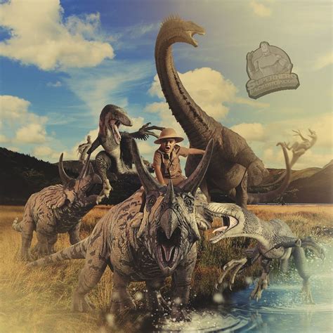 Dinosaur Digital Background Chasing Dinosaurs Backdrop Scary Dino